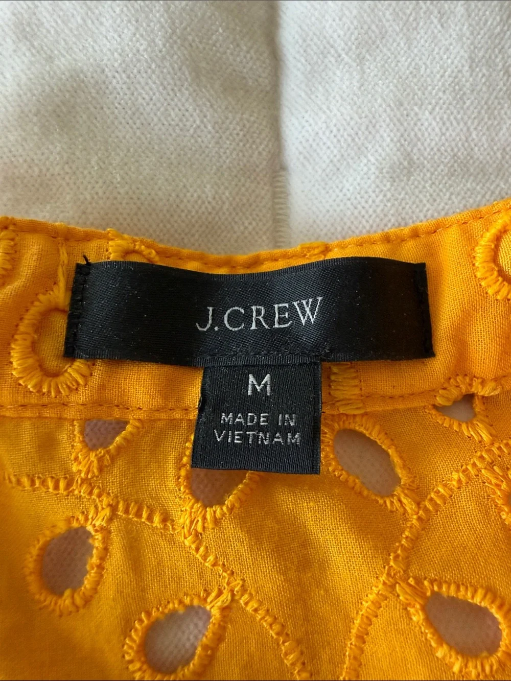 JCREW Eyelet Split-Neck Top - Marigold Yellow